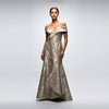 Off The Shoulder Asymmetric Flounce Gown