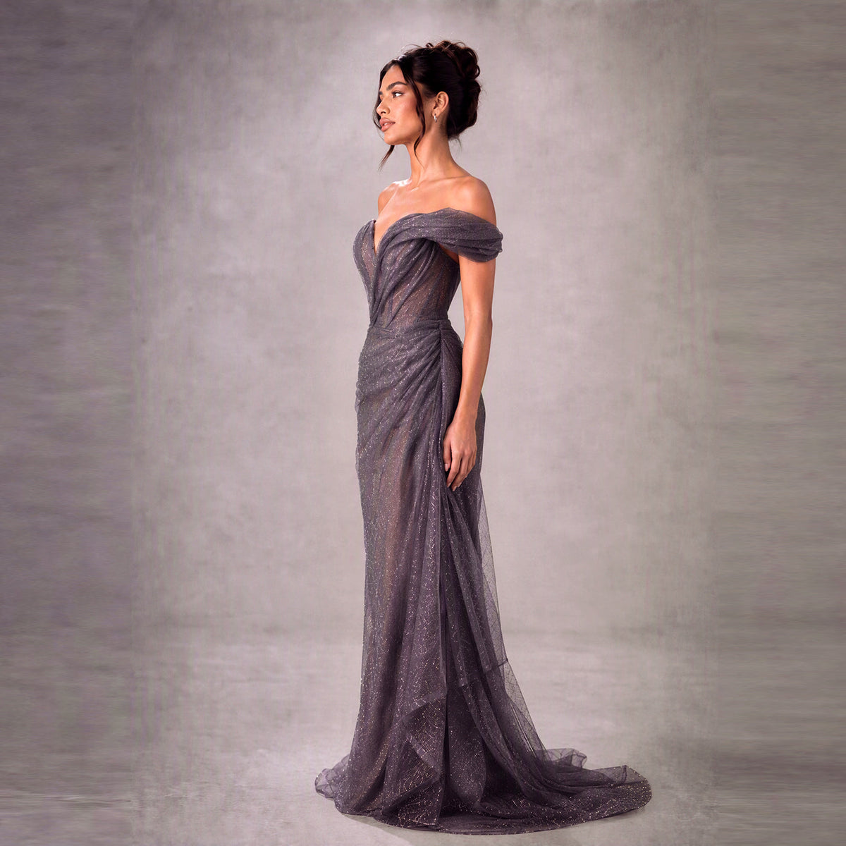 Antique Gold Italian Silk & Lurex Lamé Draped Gown