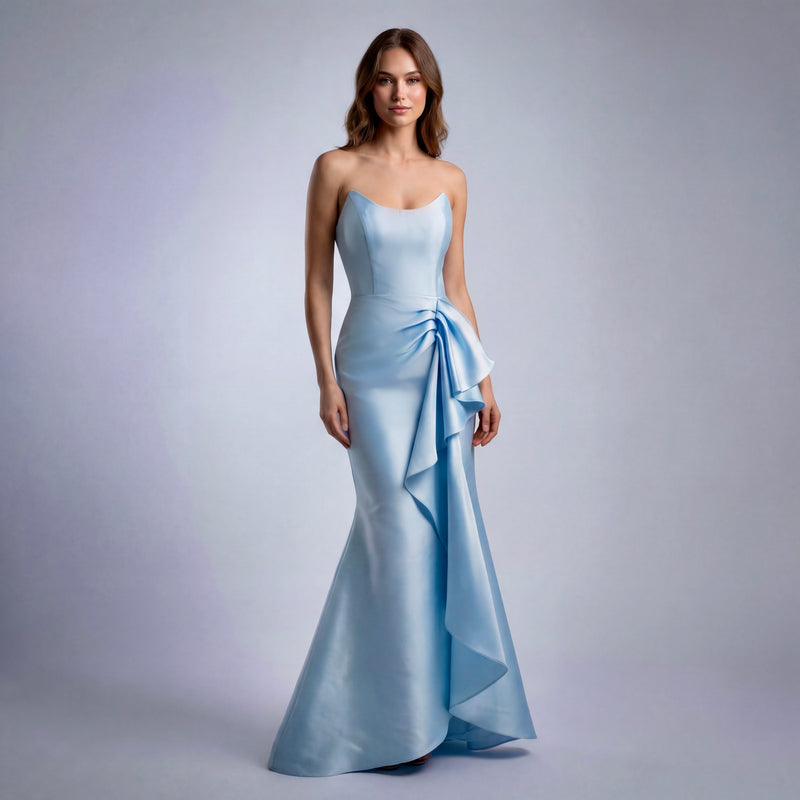The Seraphina Strapless Ruffle Satin Gown
