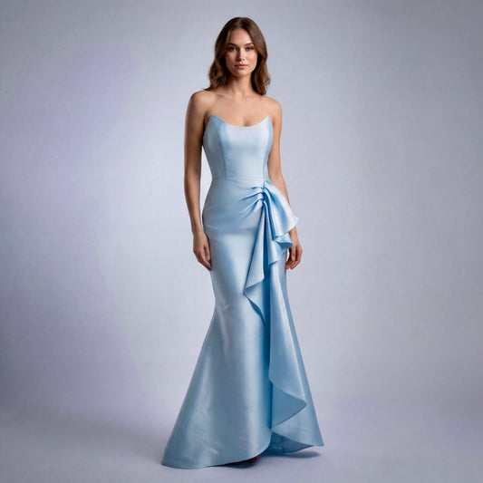 The Seraphina Strapless Ruffle Satin Gown