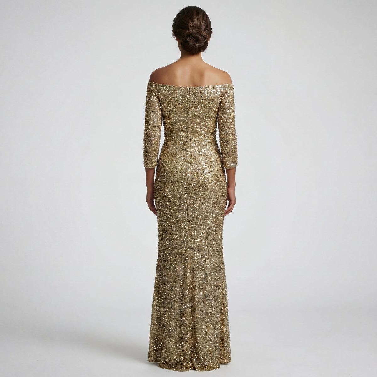 Off The Shoulder Asymmtric Pleats Gown
