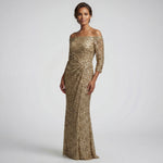 Off The Shoulder Asymmtric Pleats Gown