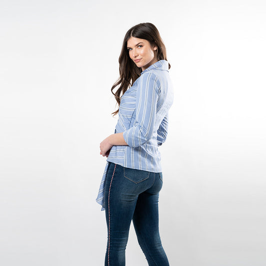 Asymmetric Hem Wrap Shirt
