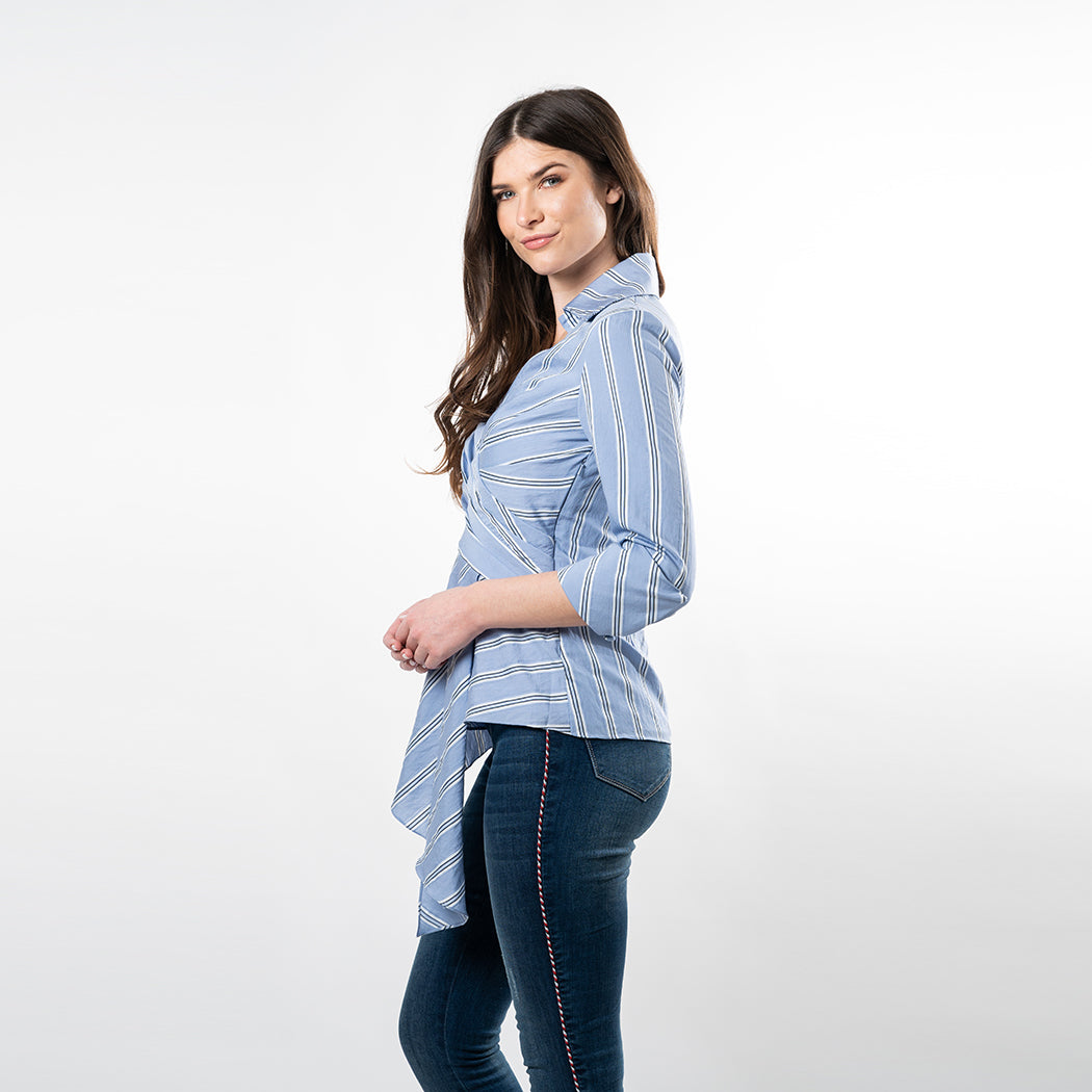 Asymmetric Hem Wrap Shirt
