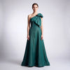 One-Shoulder Iridescent Silk Shantung Gown with Oversized Bow Accent