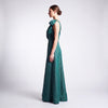 One-Shoulder Iridescent Silk Shantung Gown with Oversized Bow Accent