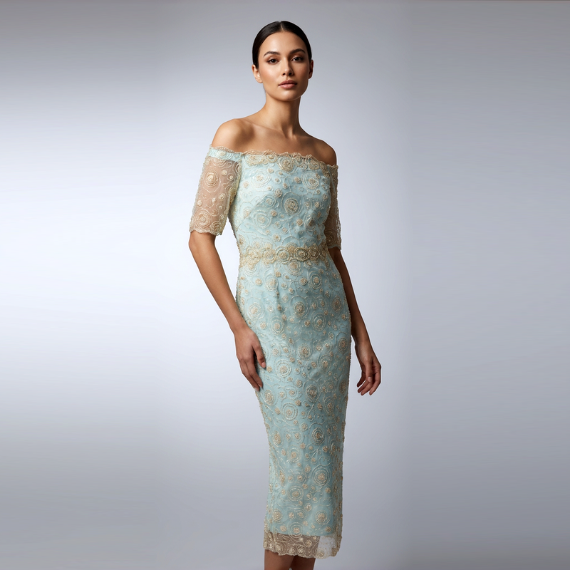 The Gabriel | Vintage-Inspired Lace Off-the-Shoulder Midi Dress | Made in NYC