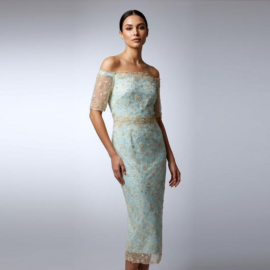 The Gabriel | Vintage-Inspired Lace Off-the-Shoulder Midi Dress | Made in NYC
