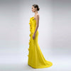 Strapless 3D Cascading Flowers Gown