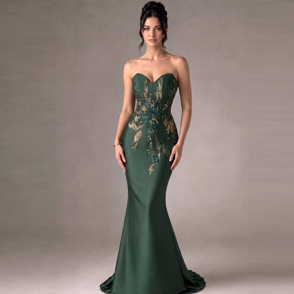 Sweetheart Neckline Trumpet Gown with Hand-Placed Lurexed Brocade Appliqué