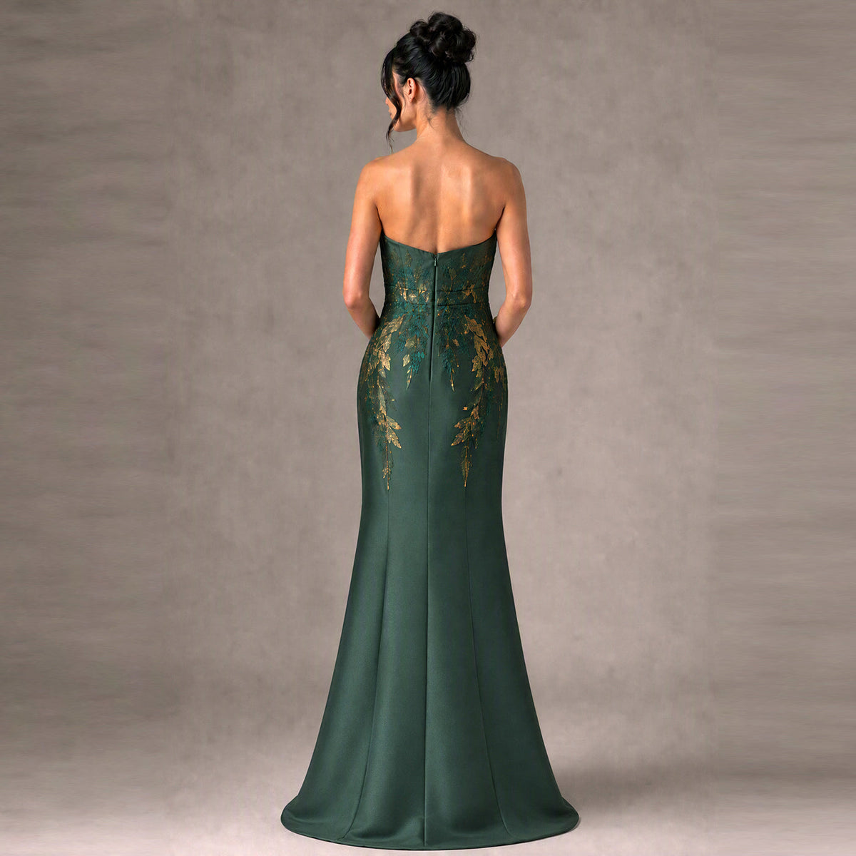 Sweetheart Neckline Trumpet Gown with Hand-Placed Lurexed Brocade Appliqué