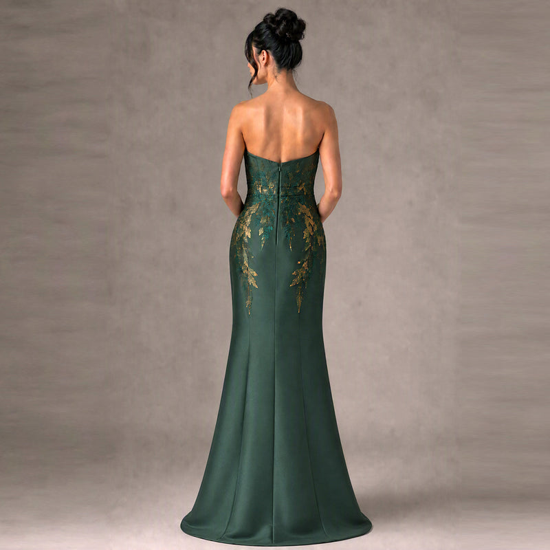 Sweetheart Neckline Trumpet Gown with Hand-Placed Lurexed Brocade Appliqué