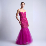 Radiant Fuchsia Beaded Tulle Mermaid Gown