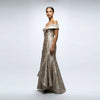 Off The Shoulder Asymmetric Flounce Gown