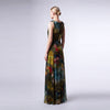 Painterly Italian Cotton Silk Maxi Dress with Handmade Floral Appliqué