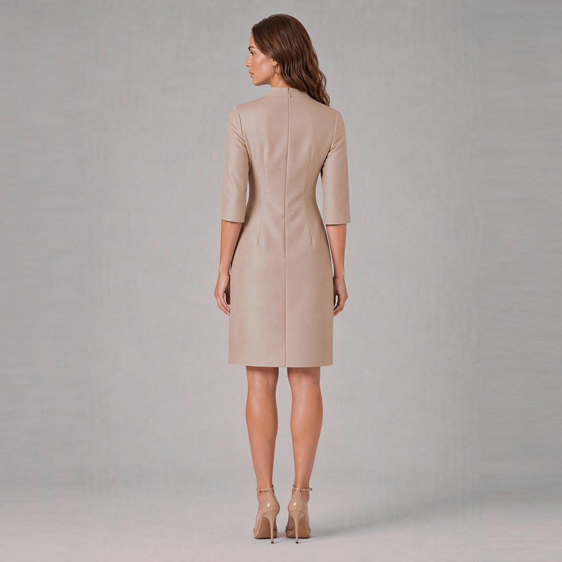 Hand-Appliqué Stretch Mikado Sheath Dress