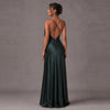 Hunter Green Silk Charmeuse 3D Floral Maxi Dress – Custom Backless Evening Gown