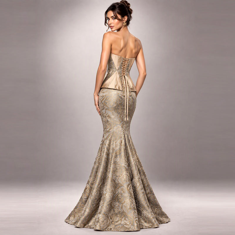 Cenia Signature Silk Wool & Brocade Corset Set