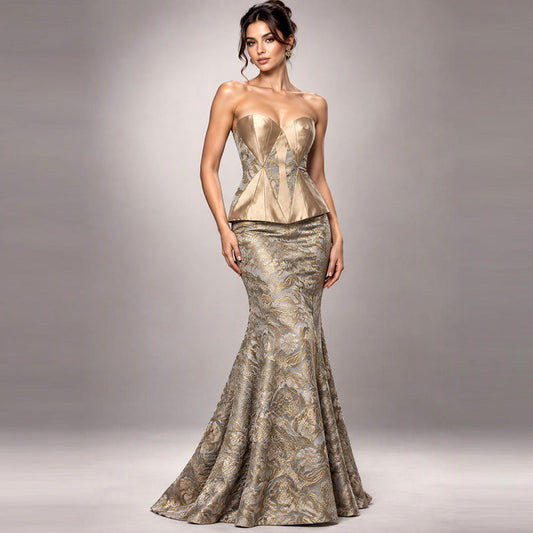 Cenia Signature Silk Wool & Brocade Corset Set