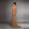 Strapless Beaded Mesh Gown with Built-In Bustier | Cenia New York