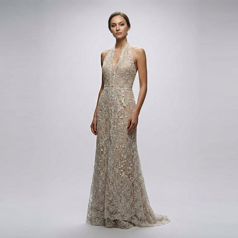 Halter Kissing Scallops Gown