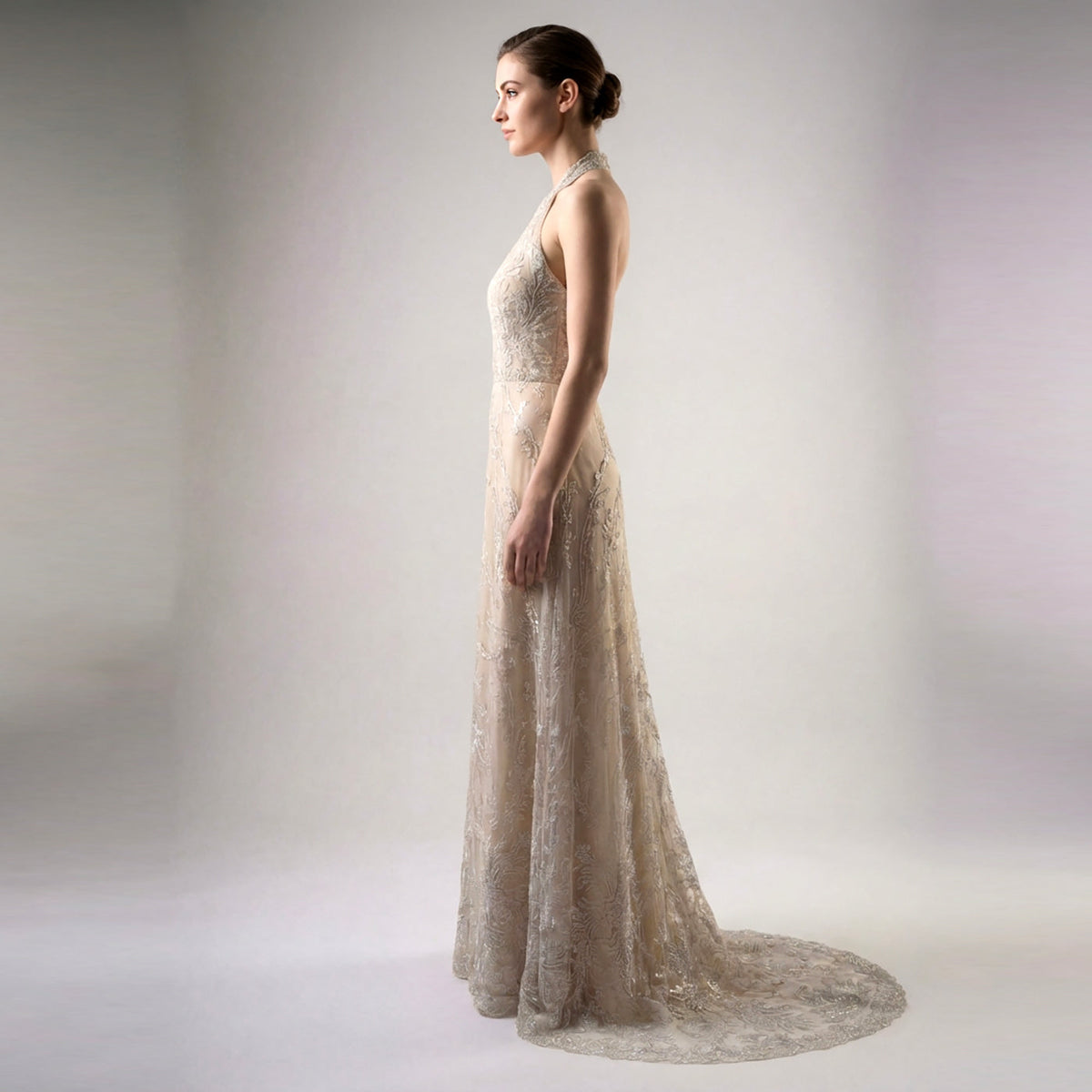 Halter Kissing Scallops Gown