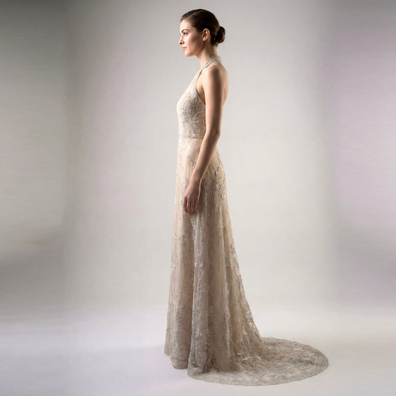 Halter Kissing Scallops Gown