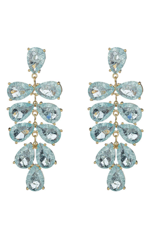 Ambre Green Cubic Zirconia Statement Earrings